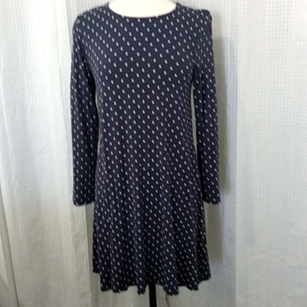 Dress sz.m blue polka dot swing  dress brand Gap long sleeve machine wash